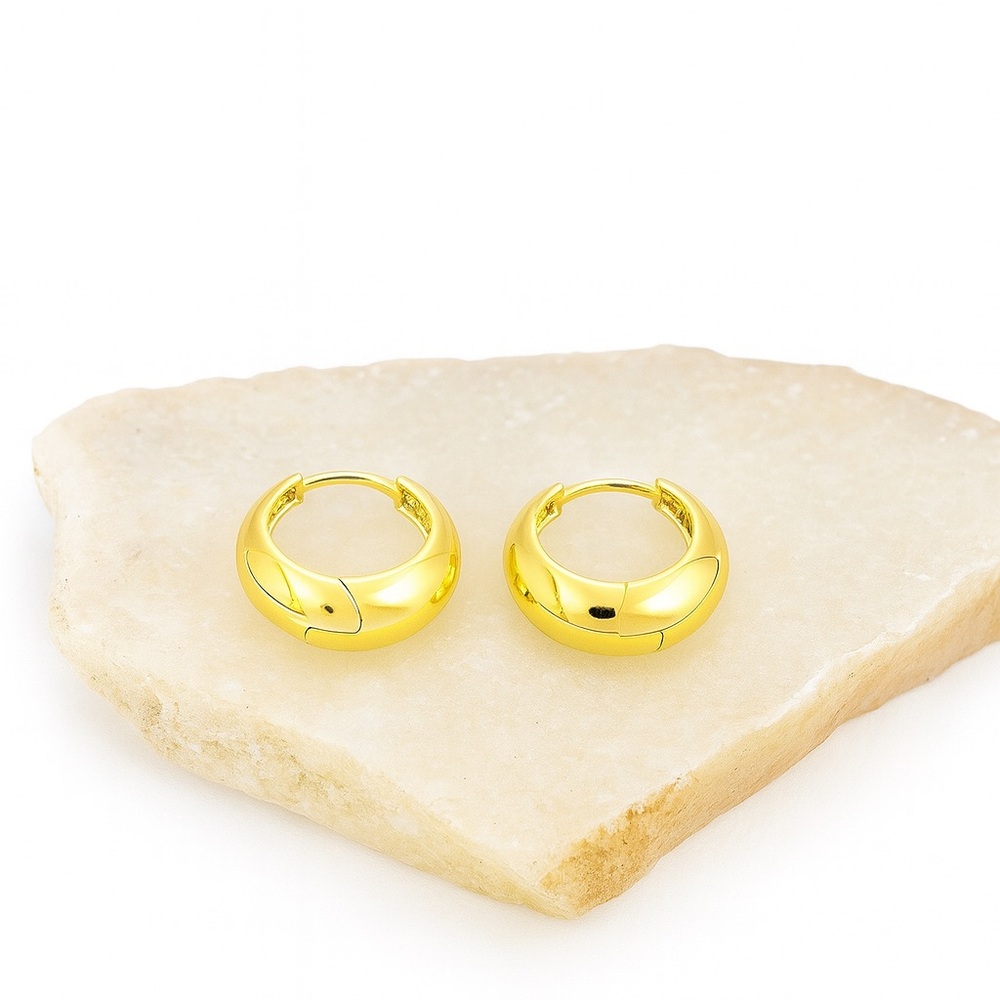 Gold Filled Hoop Earrings – Chunky Polished Hoops | Elegant & Timeless - Picture 3 of 4